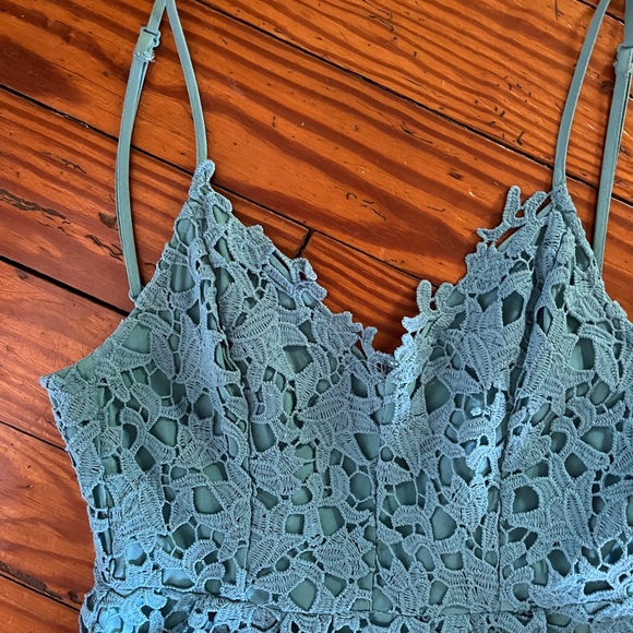 ASTR Lace A Line Midi Dress in Blue - Picture 3 of 4